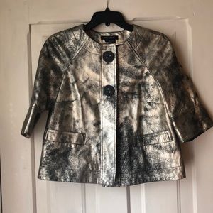 Genuine leather jacket metallic